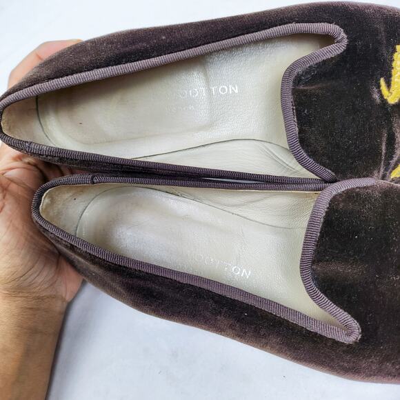Stubbs & Wootton Brown Velvet Golden Gator Flat Hunter/Smoking Slippers Size 8.5 - Picture 7 of 9